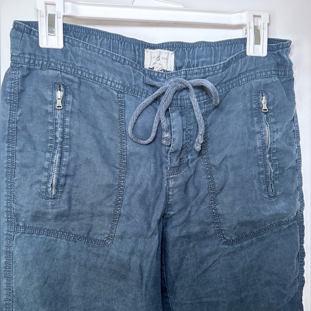 Lou & Grey linen xs casual pant jogger navy blue - Picture 2 of 8